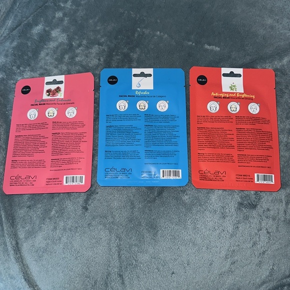 Celavi facial masks bundle of 3 pomegranate, collagen, and Ginseng New - Picture 2 of 8